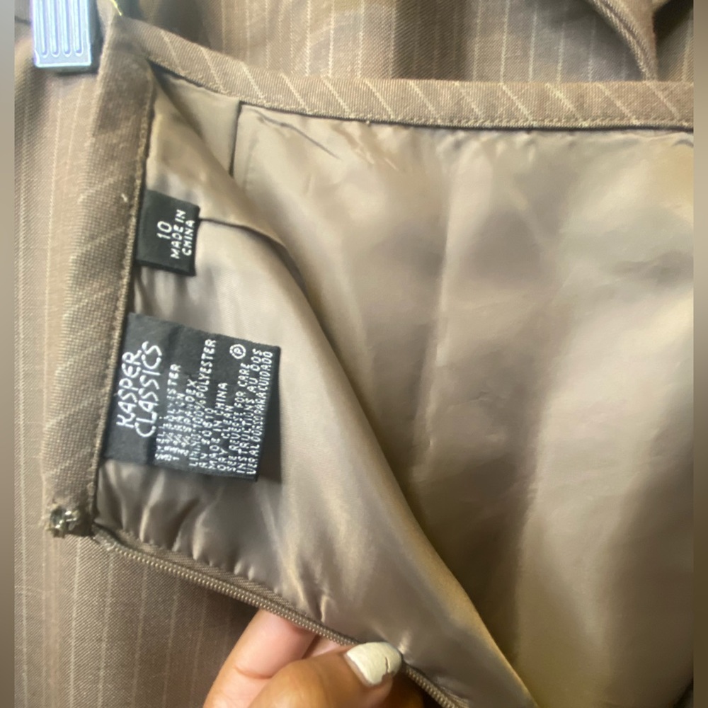 Kasper Classics Three Button Brown Blazer and Skirt Set - Picture 5 of 12